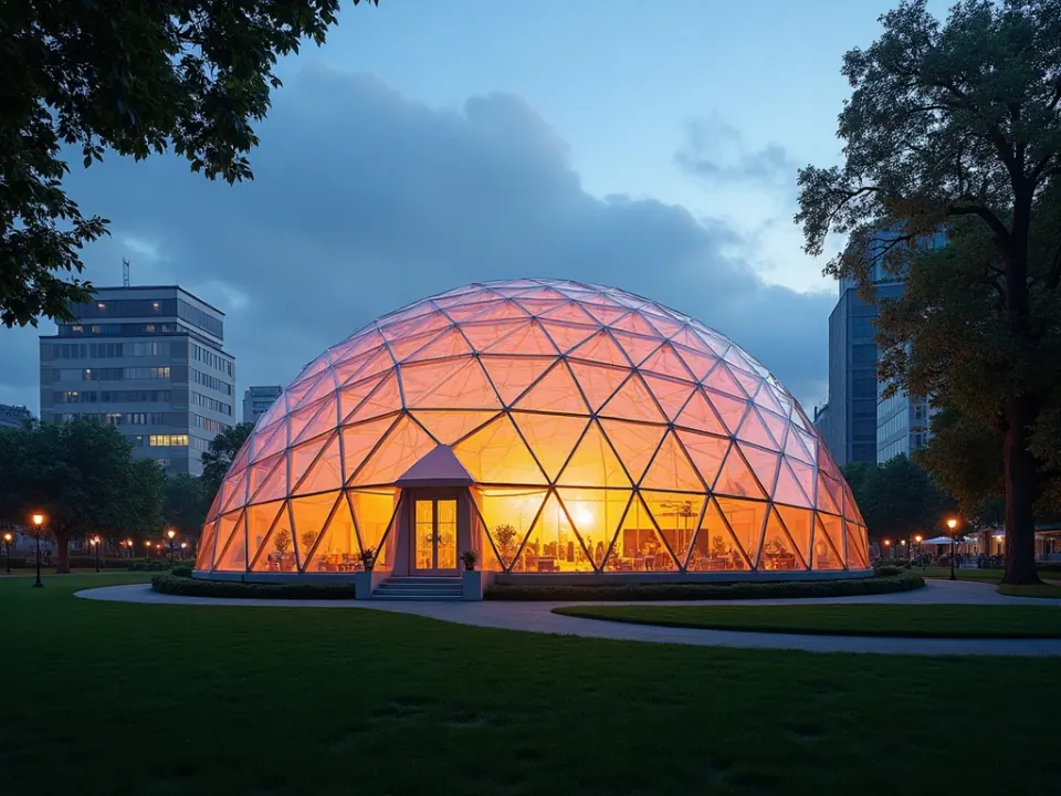 Сфера ночью с подсветкой